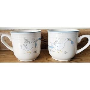 2 Marmalade Geese Coffee Cups 8868 Blue Ribbon Goose READ & See Pictures